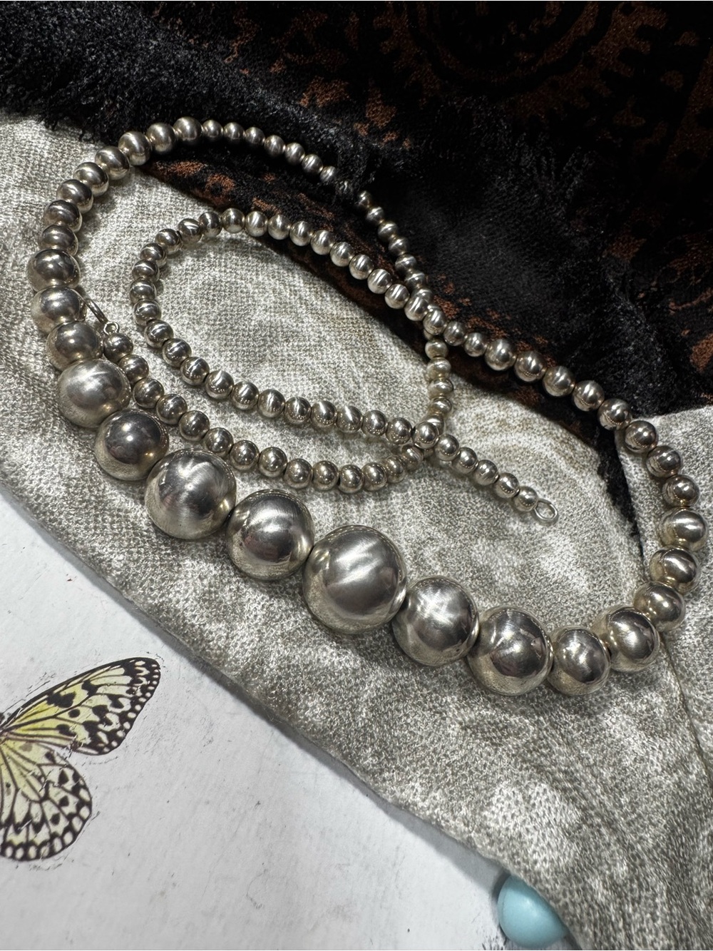 Beautiful Vintage Armbrust Sterling Silver Graduated Bead Necklace (59g)